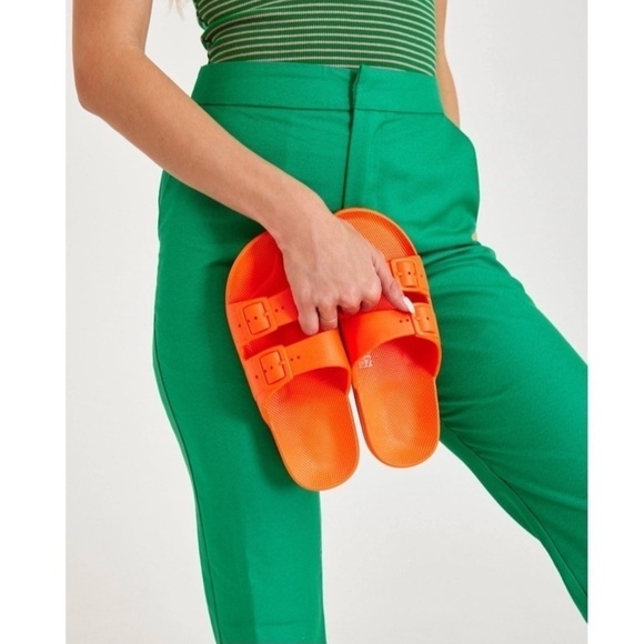 Freedom Moses Anthropologie Sandals Womens 11* Orange Slip On Comfort Beach Boho - Picture 3 of 16